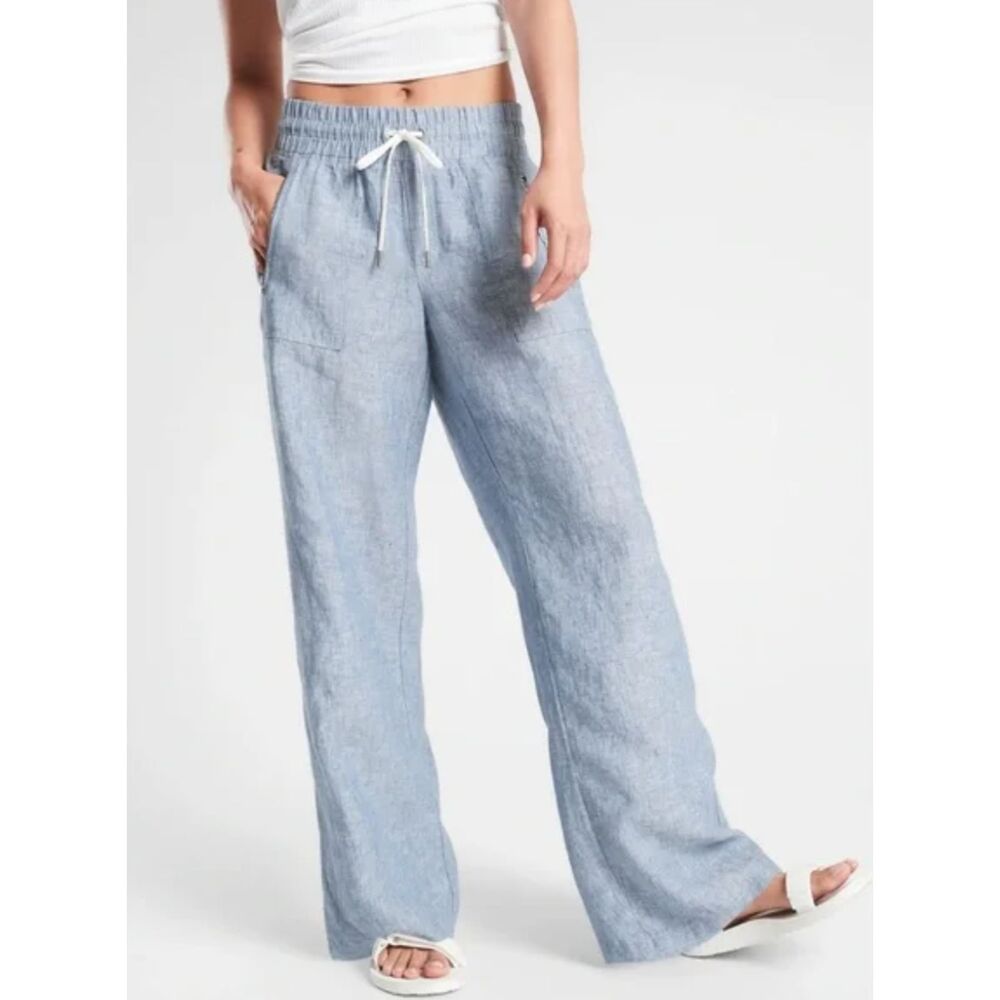 Athleta Cabo Linen Wide Leg Pant Sz 12